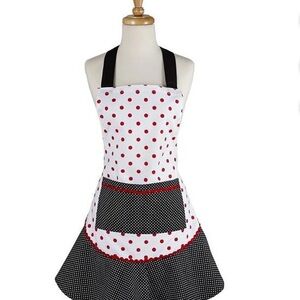 Design Imports Black & Red Polka Dot Ruffle Apron
